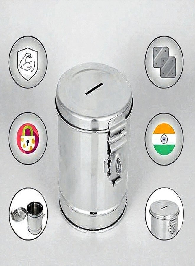 Standify® 800ML Small Money Bank_A Stainless Steel Money Box Heavy Duty Bachat Gulak for Kids & Adults Unbreakable Piggy Bank. - Image 5